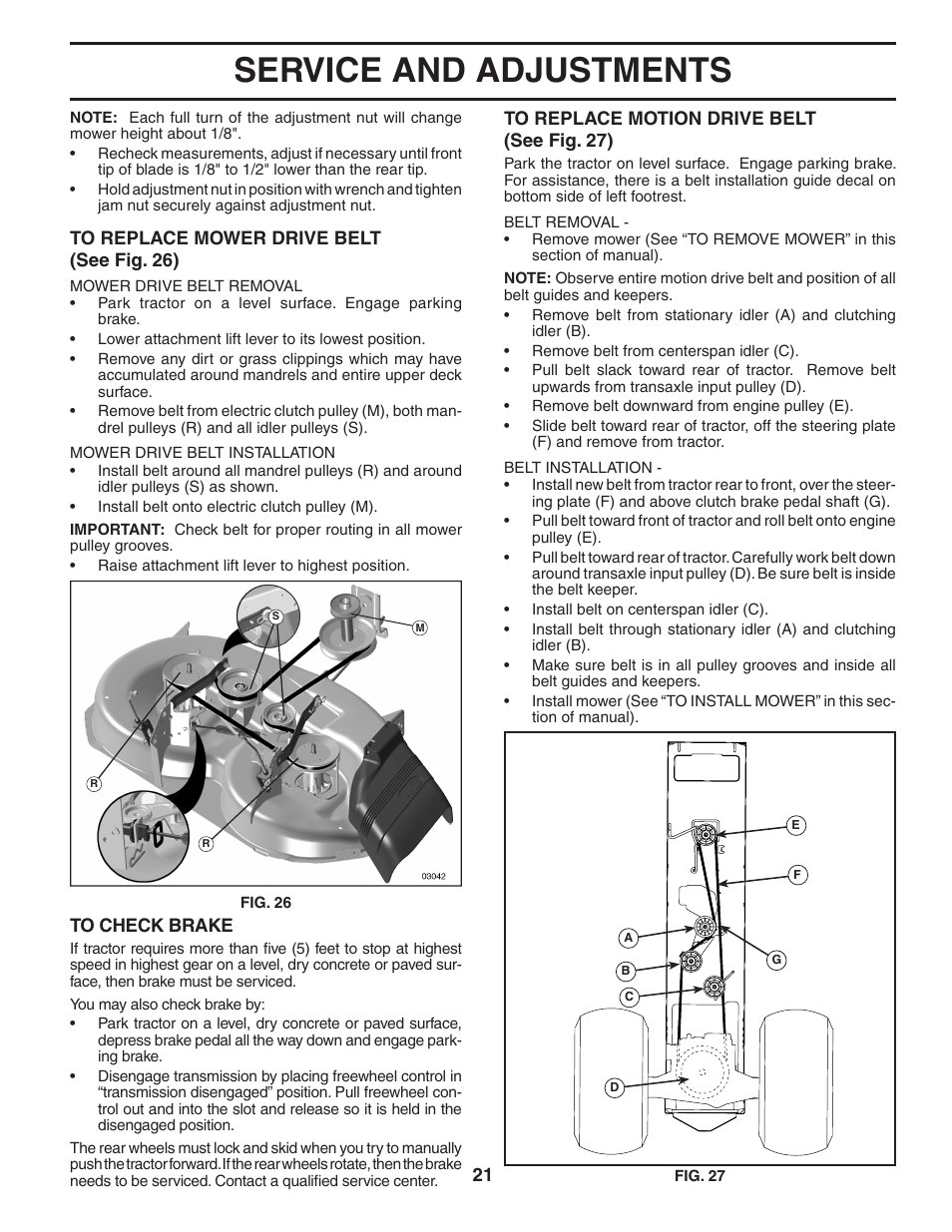 Service and adjustments | Poulan 402993 User Manual | Page 21 / 30