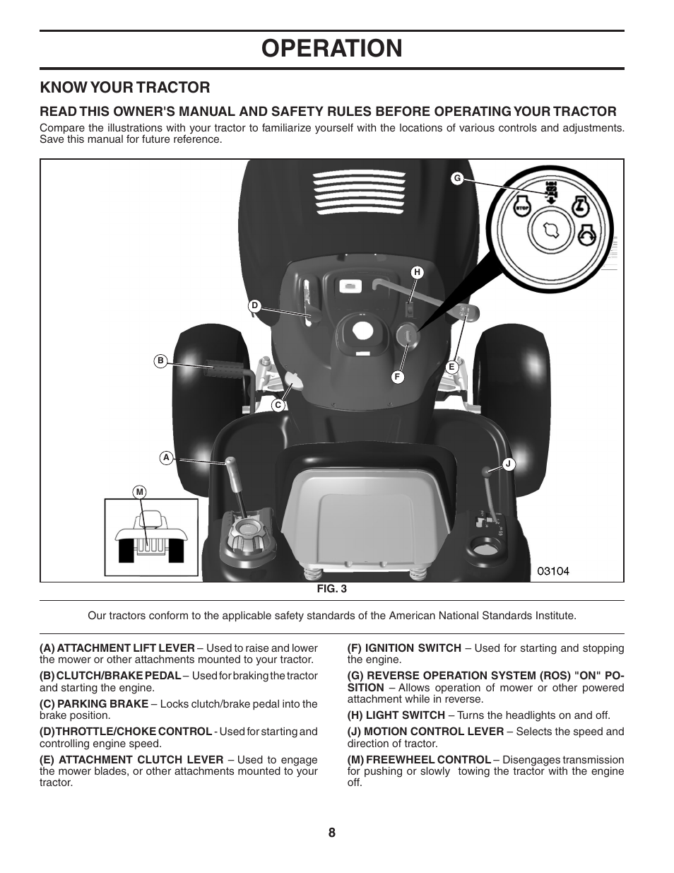 Operation, Know your tractor | Poulan 402993 User Manual | Page 8 / 30