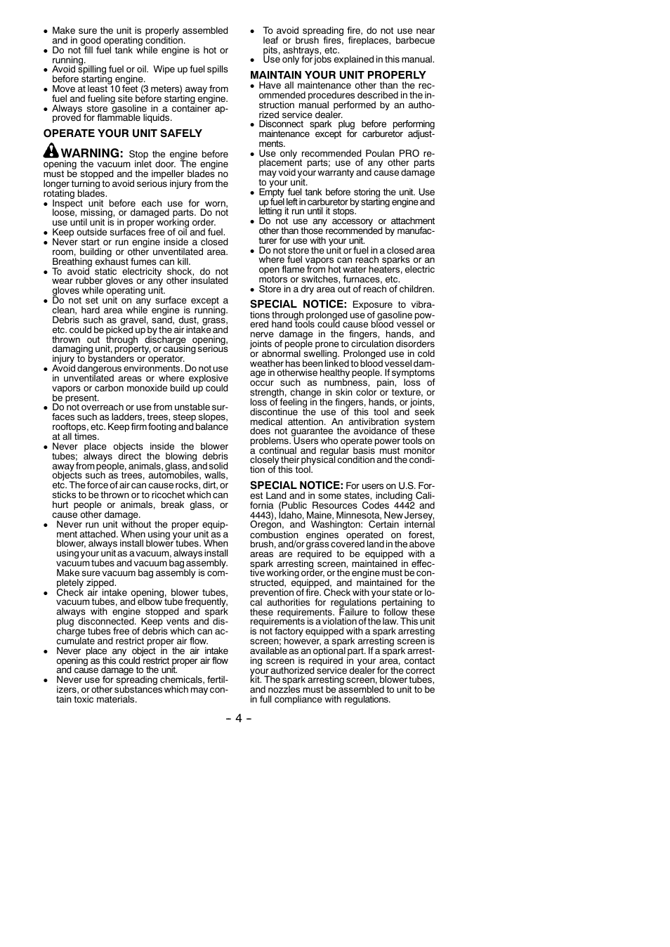 Warning | Poulan 545137220 User Manual | Page 4 / 13