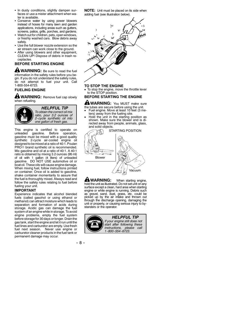 Warning, Helpful tip | Poulan 545137220 User Manual | Page 8 / 13