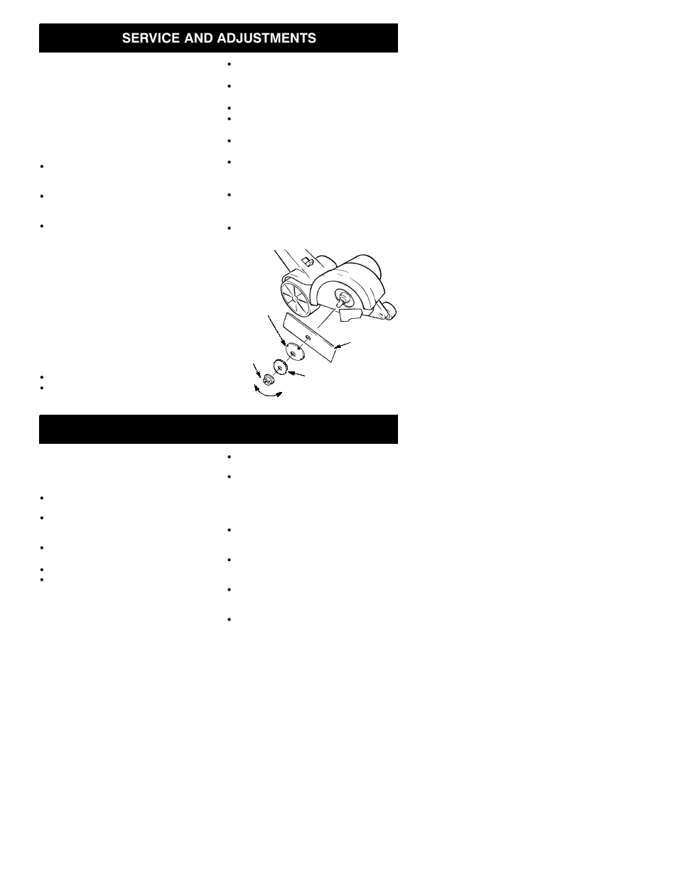Service and adjustments, Storage | Poulan PE225 User Manual | Page 7 / 8