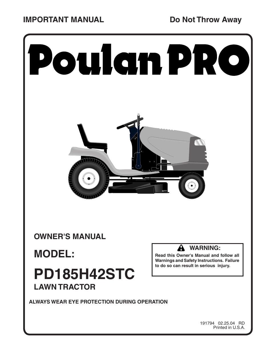 Poulan 191794 User Manual | 30 pages