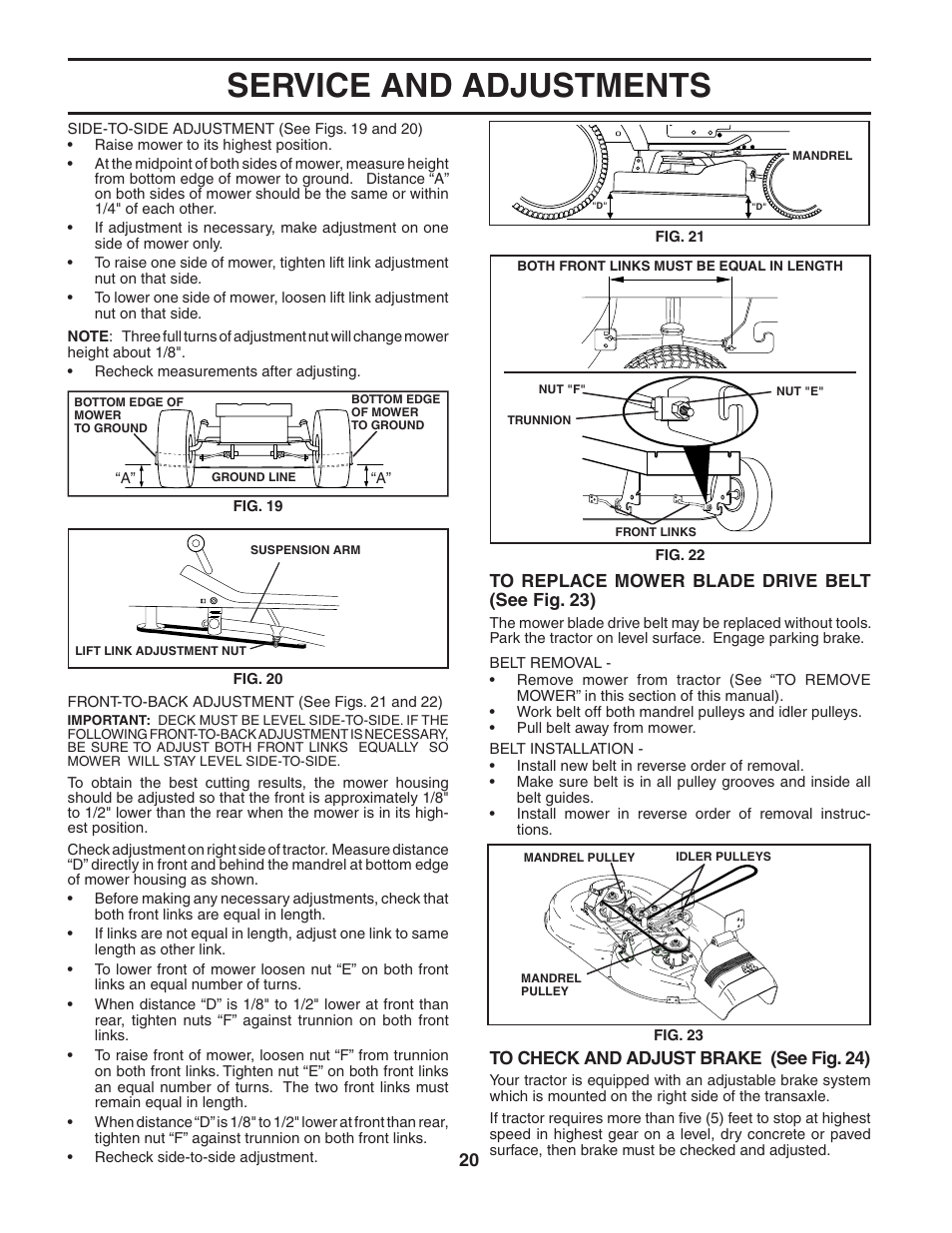 Service and adjustments | Poulan 191794 User Manual | Page 20 / 30