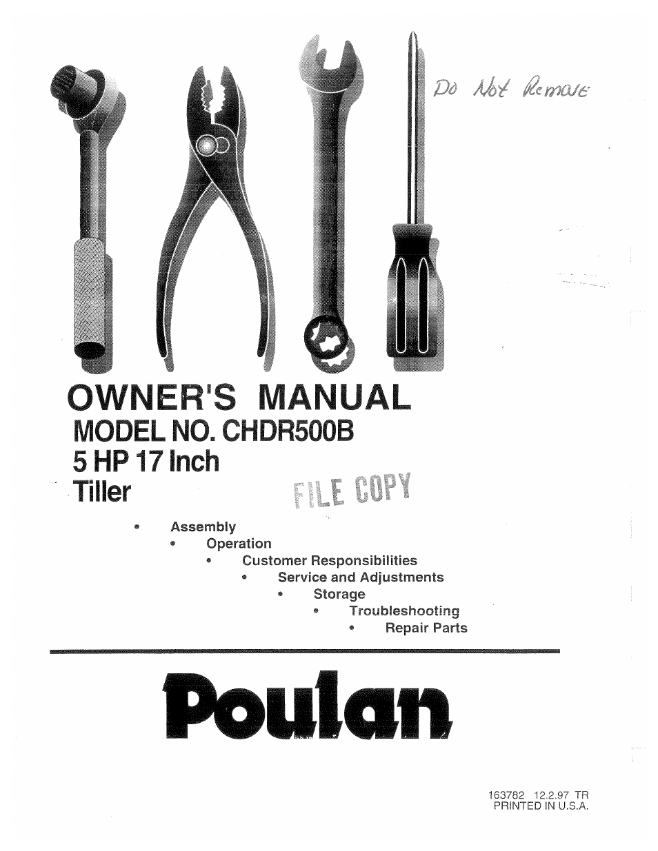 Poulan CHDR500B User Manual | 28 pages