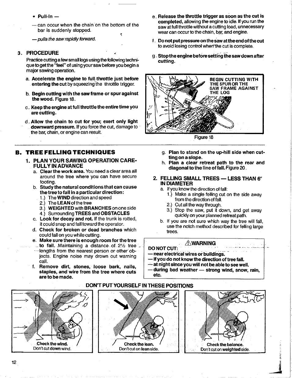 B. tree felling techniques | Poulan 3400 User Manual | Page 12 / 28