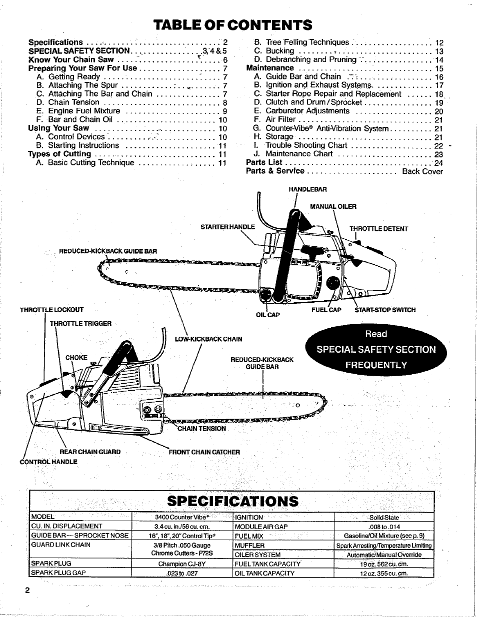 Poulan 3400 User Manual | Page 2 / 28