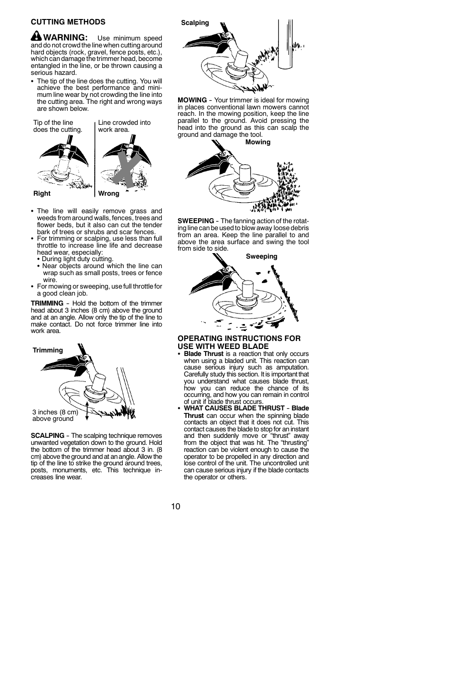 Warning | Poulan BC3150 User Manual | Page 10 / 16
