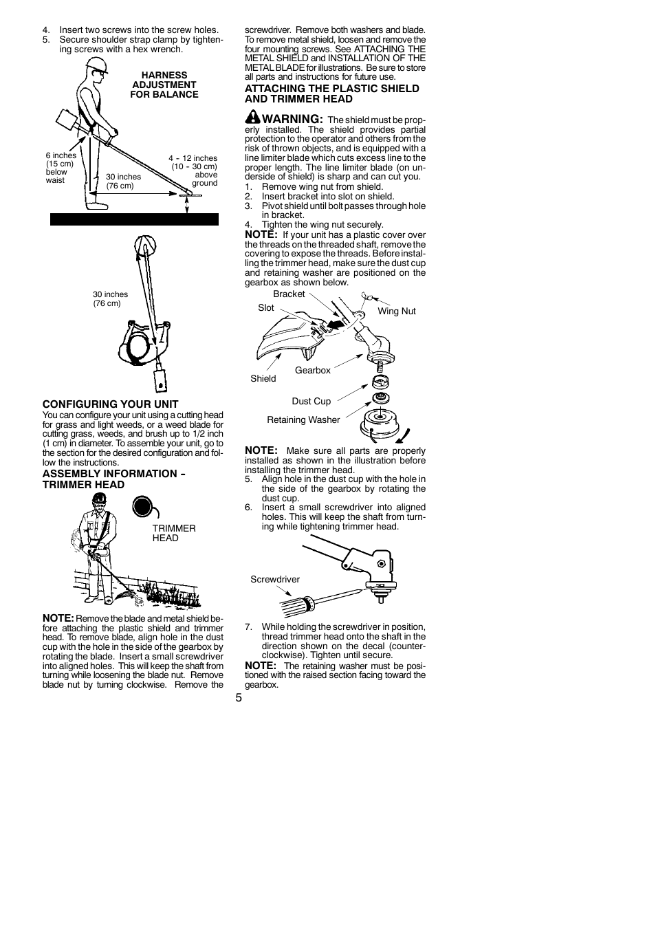 Warning | Poulan BC3150 User Manual | Page 5 / 16