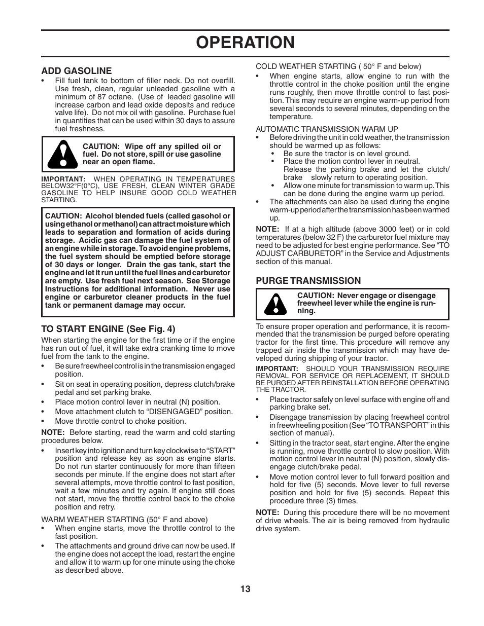 Operation | Poulan 184217 User Manual | Page 13 / 44