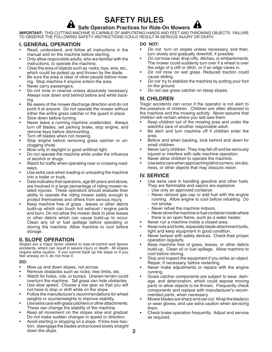 Safety rules | Poulan 184217 User Manual | Page 2 / 44