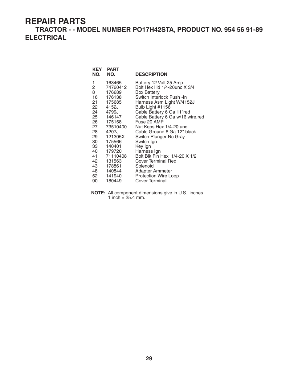 Repair parts | Poulan 184217 User Manual | Page 29 / 44
