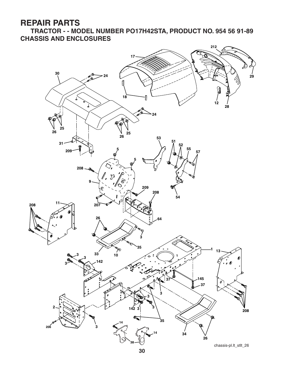 Repair parts | Poulan 184217 User Manual | Page 30 / 44