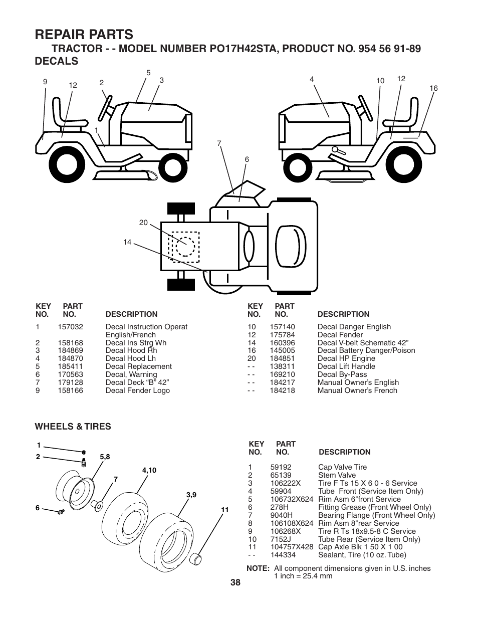 Repair parts | Poulan 184217 User Manual | Page 38 / 44