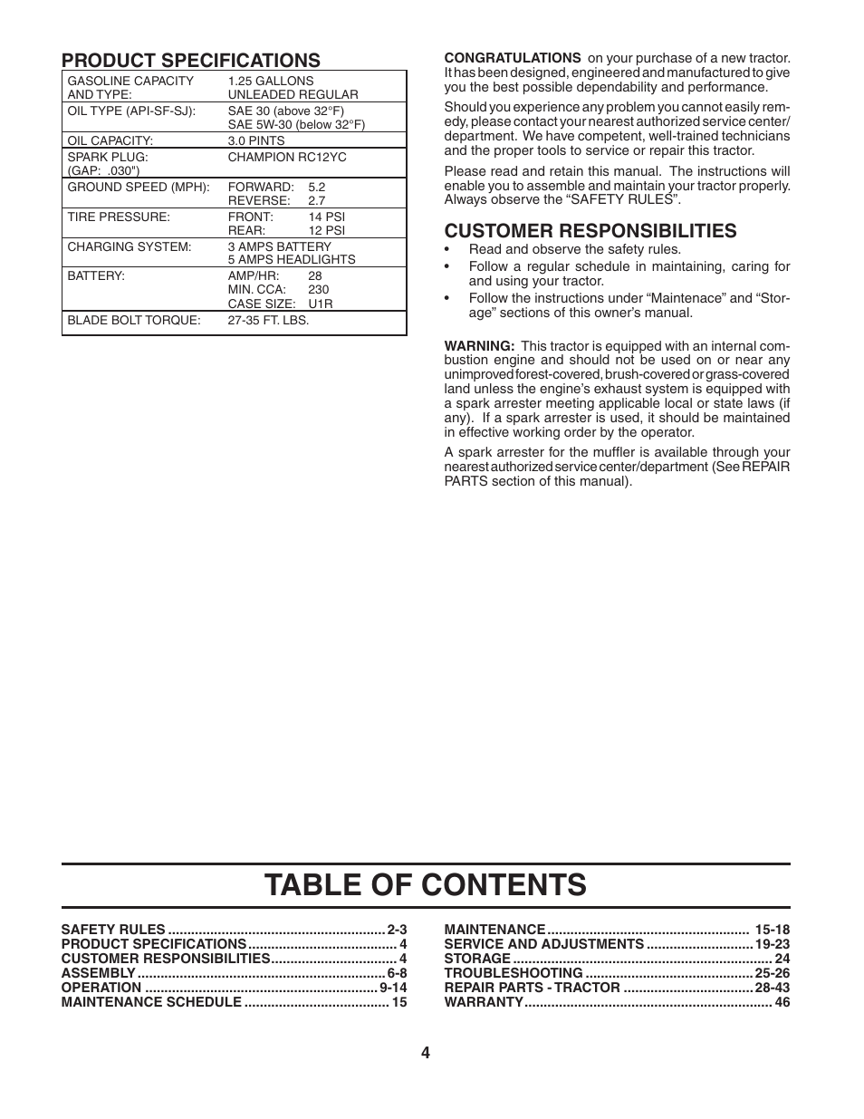 Poulan 184217 User Manual | Page 4 / 44