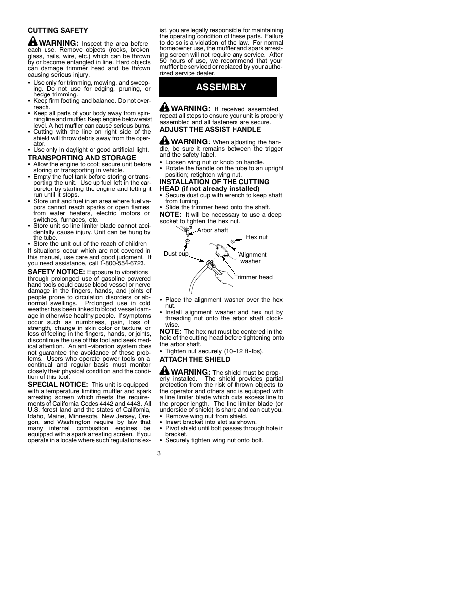 Assembly | Poulan 33 User Manual | Page 3 / 7