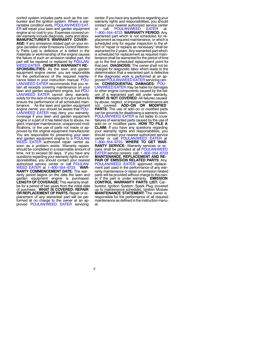 Poulan 33 User Manual | Page 7 / 7