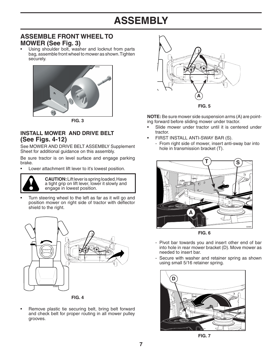 Assembly, See figs. 4-12), Assemble front wheel to mower (see fig. 3) | Poulan Pro PBGT26H54 LAWN TRACTOR User Manual | Page 7 / 32