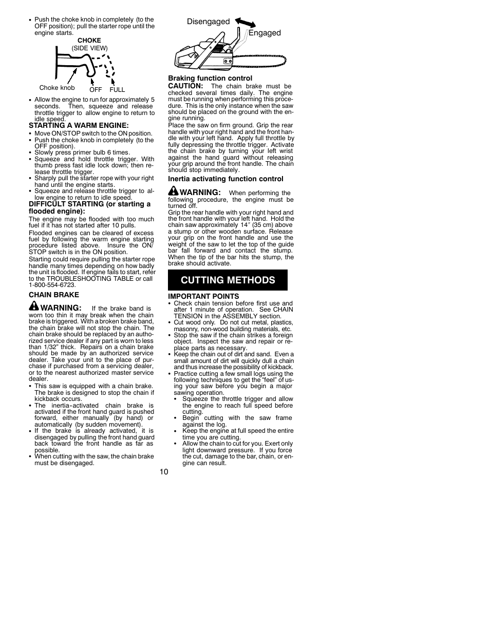 Cutting methods | Poulan 530086667 User Manual | Page 10 / 18