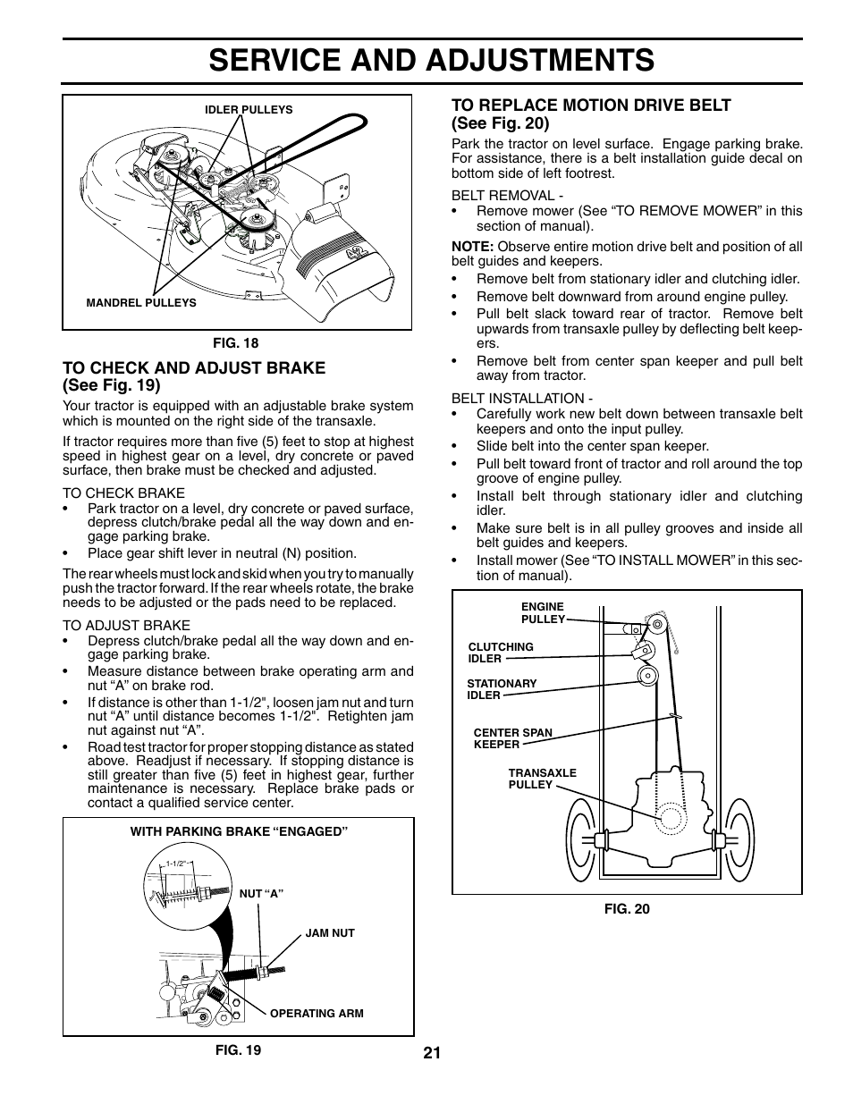 Service and adjustments | Poulan 194632 User Manual | Page 21 / 30