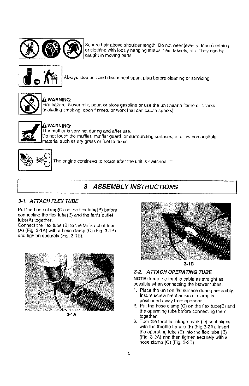 3~1. attach flbx tube, 3 - assembl y instructions | Poulan PPBP30-9096320642 User Manual | Page 5 / 15