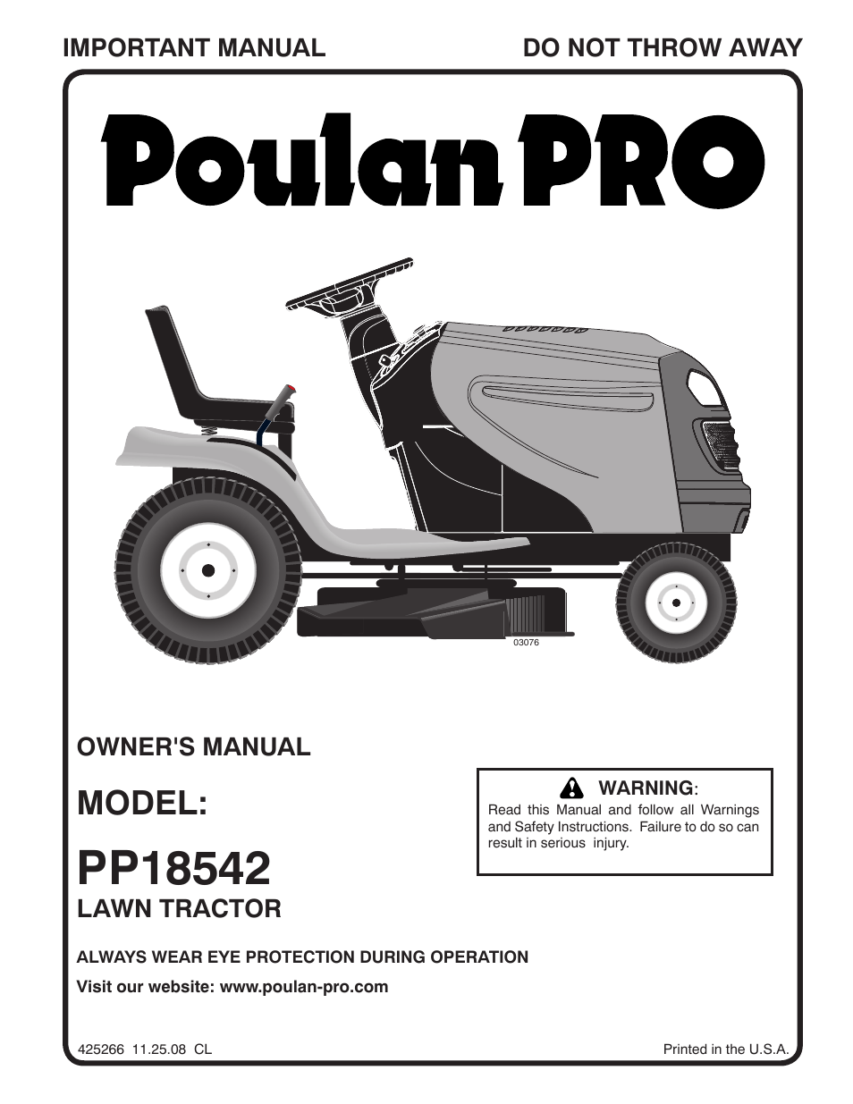 Poulan Pro PP18542 User Manual | 32 pages