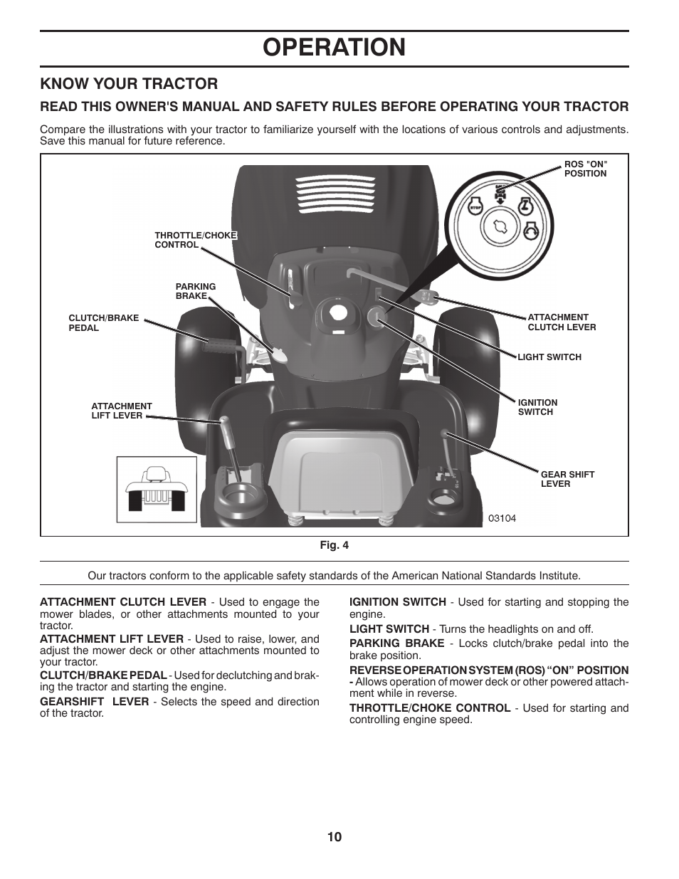 Operation, Know your tractor | Poulan Pro PP18542 User Manual | Page 10 / 32