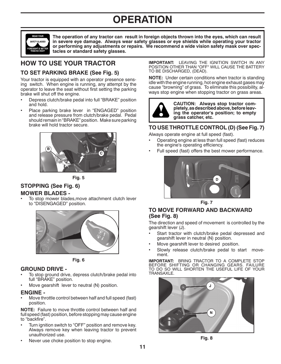 Operation, How to use your tractor | Poulan Pro PP18542 User Manual | Page 11 / 32