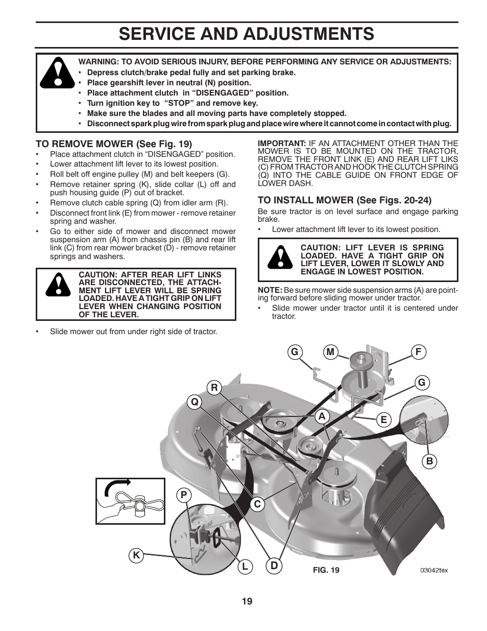 Service and adjustments | Poulan Pro PP18542 User Manual | Page 19 / 32