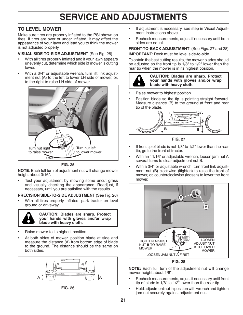 Service and adjustments | Poulan Pro PP18542 User Manual | Page 21 / 32