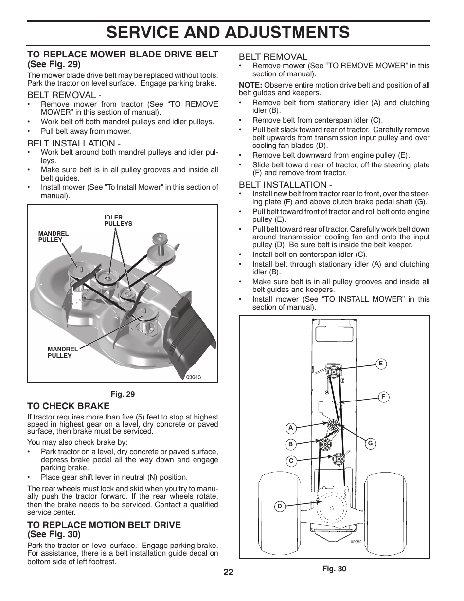 Service and adjustments | Poulan Pro PP18542 User Manual | Page 22 / 32