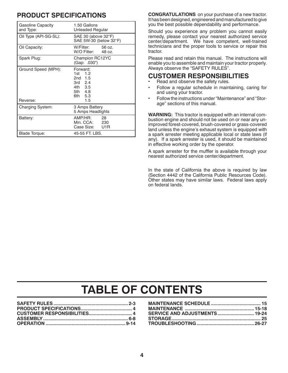 Poulan Pro PP18542 User Manual | Page 4 / 32