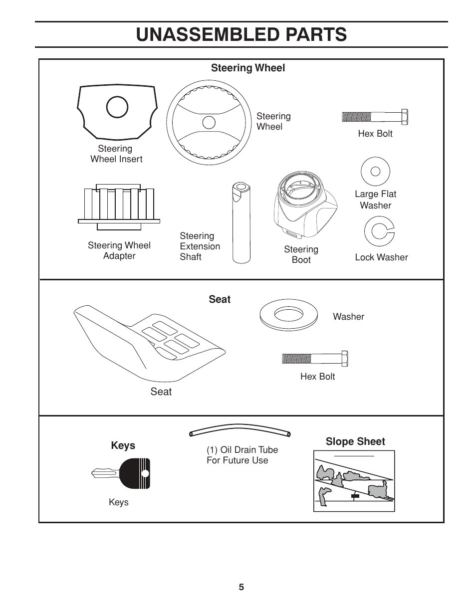 Unassembled parts | Poulan Pro PP18542 User Manual | Page 5 / 32