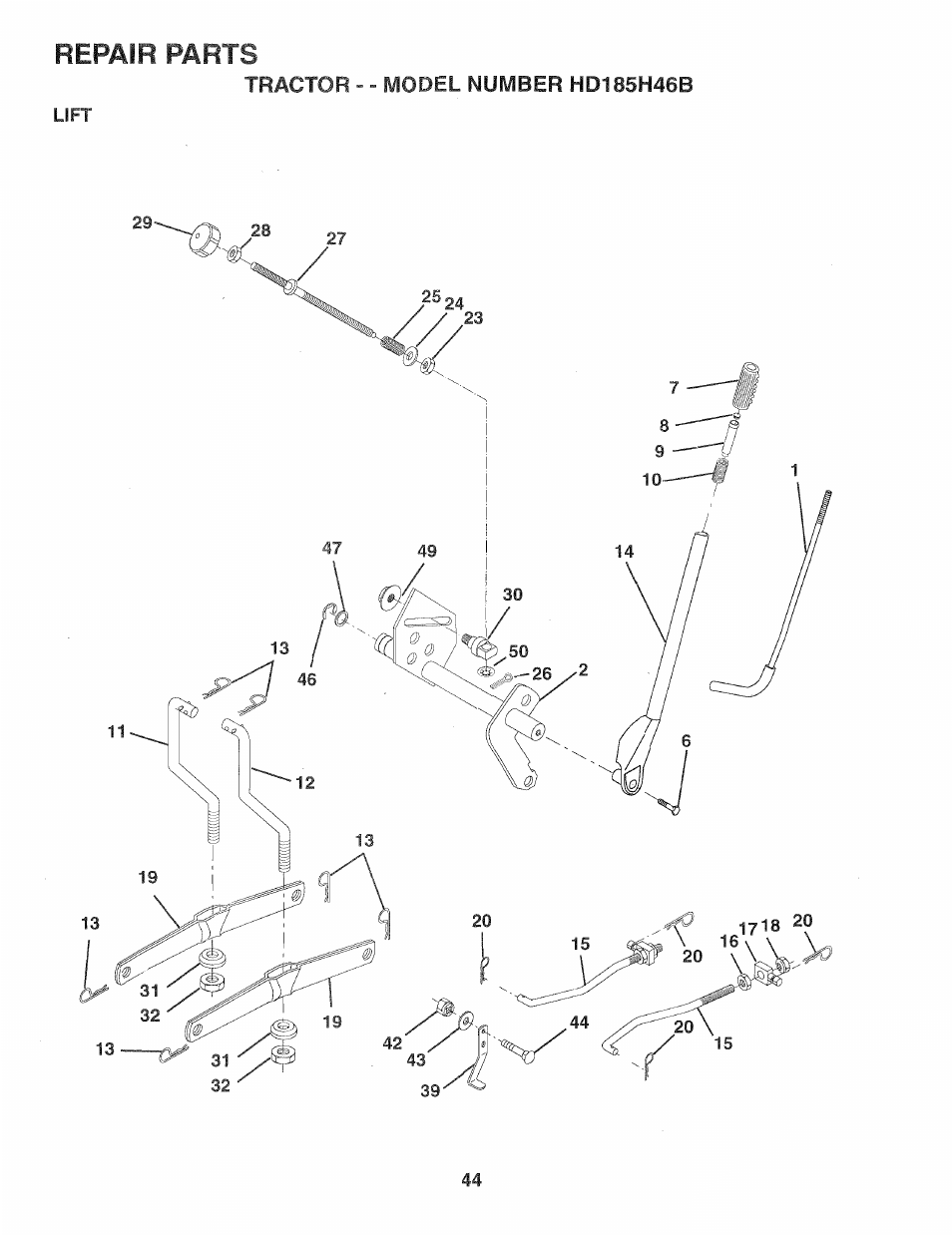 Repair parts | Poulan 159759 User Manual | Page 44 / 52