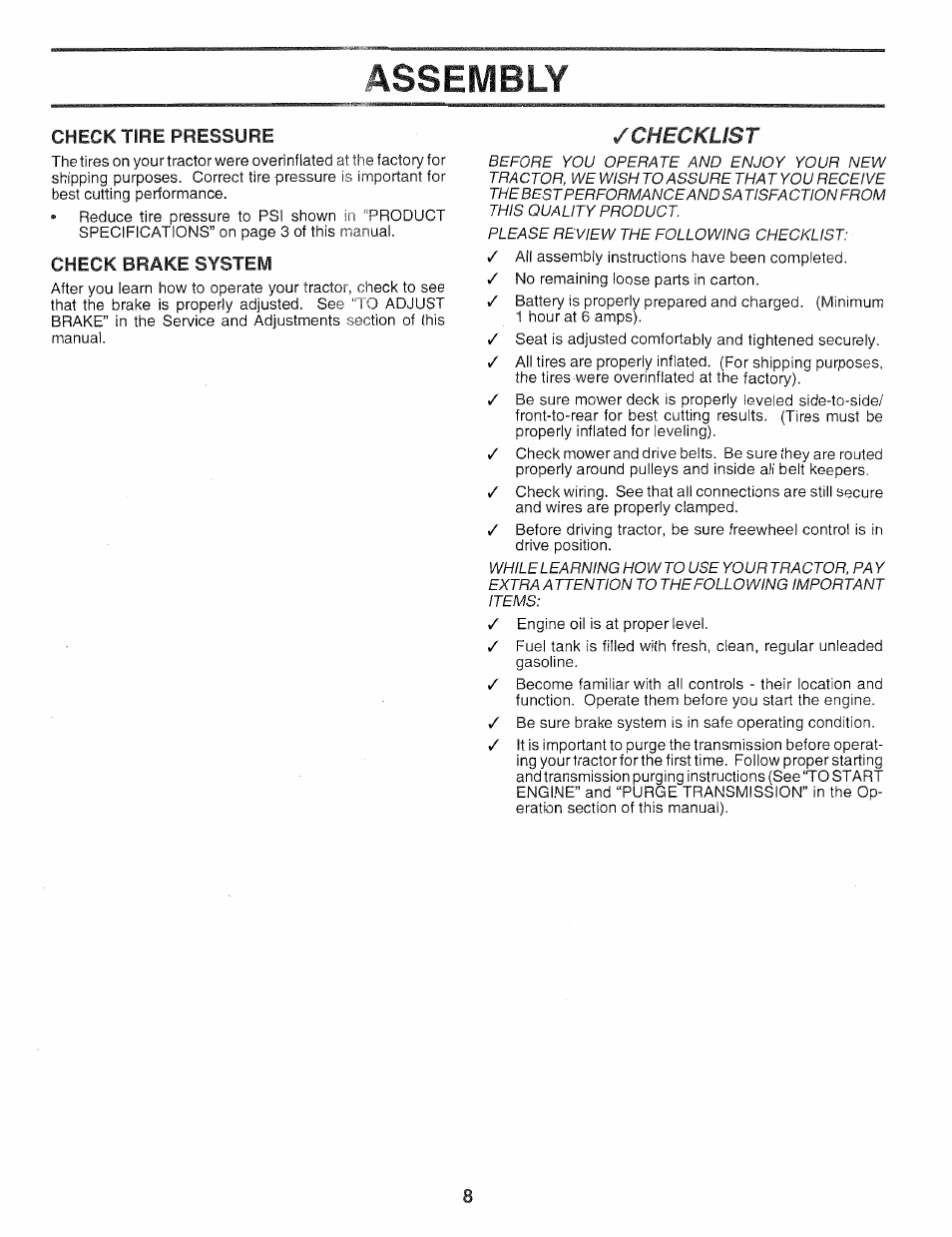Assembly, Checklist | Poulan 159759 User Manual | Page 8 / 52