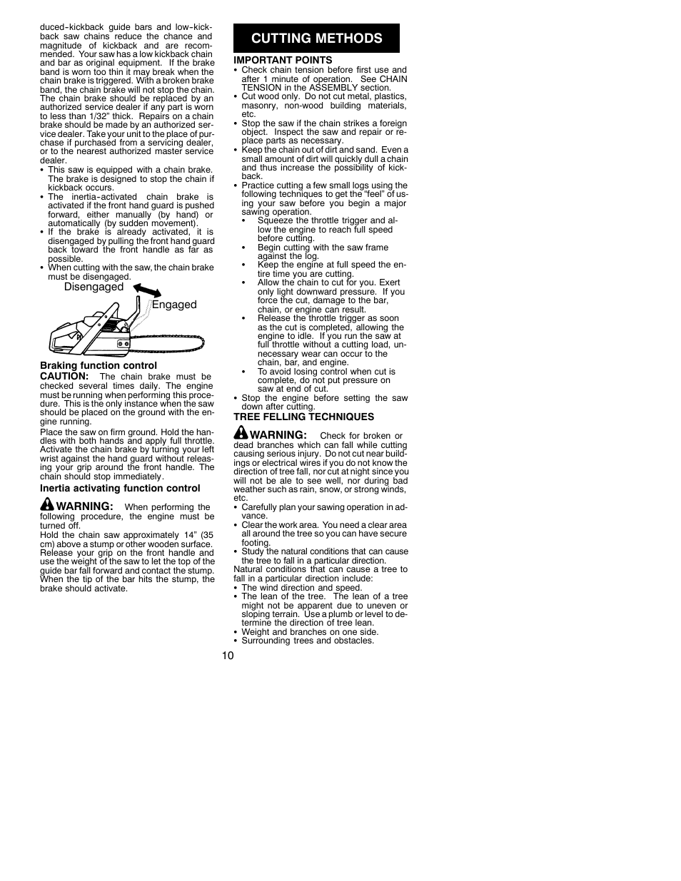 Cutting methods | Poulan 530088740 User Manual | Page 10 / 17