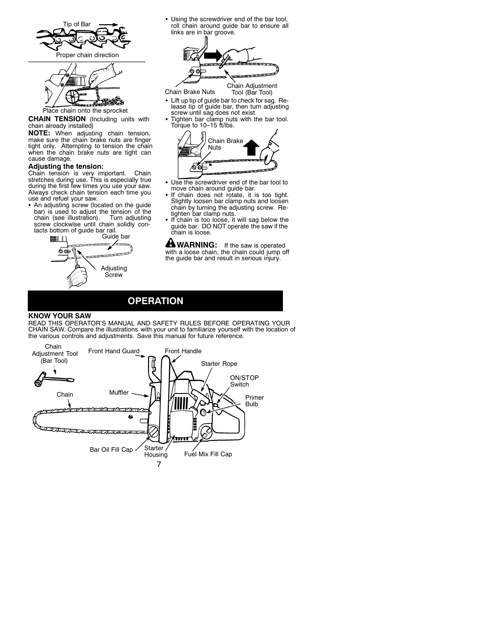 Operation | Poulan 530088740 User Manual | Page 7 / 17