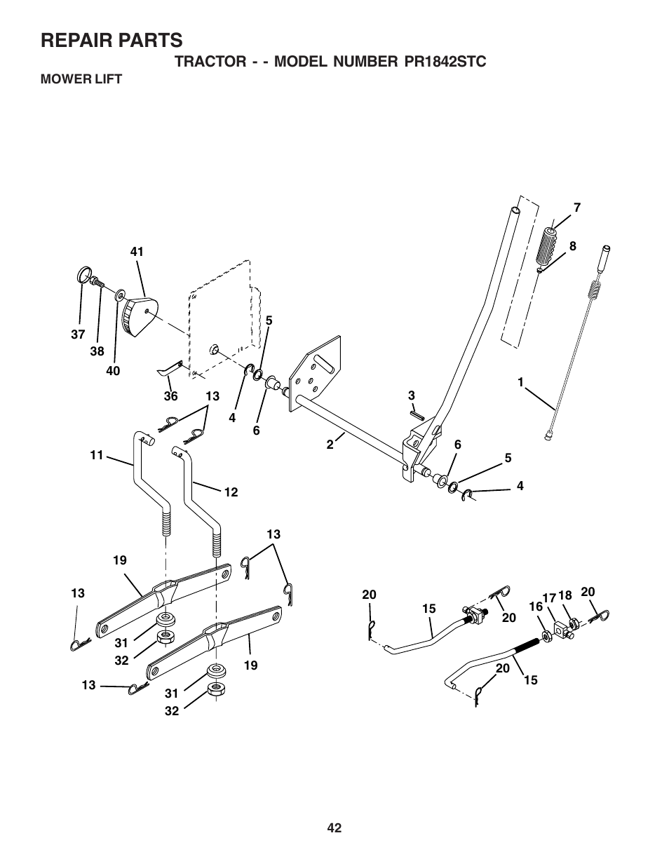Repair parts | Poulan 183359 User Manual | Page 42 / 48