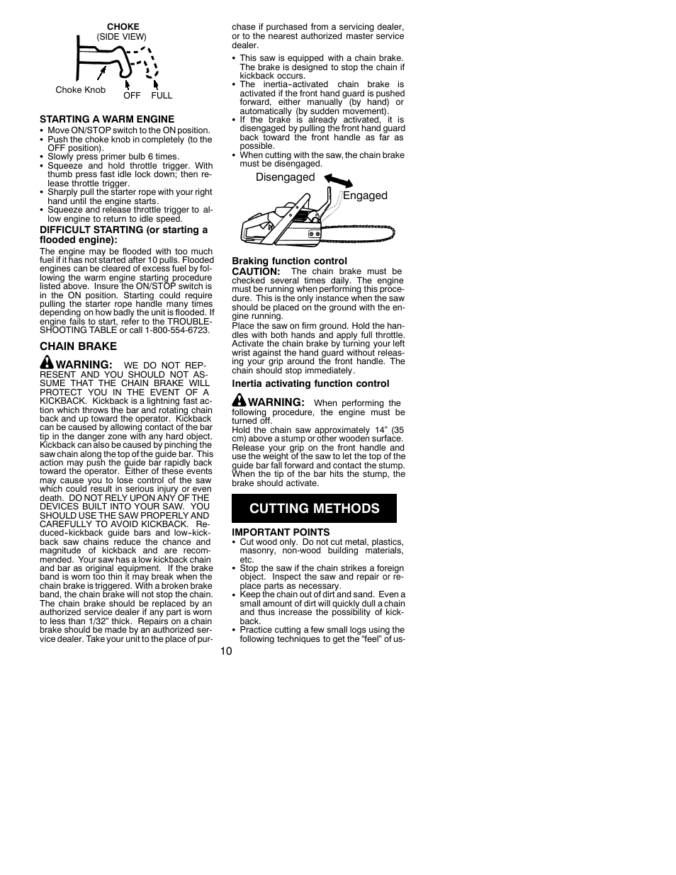 Cutting methods | Poulan 2050 LE User Manual | Page 10 / 17