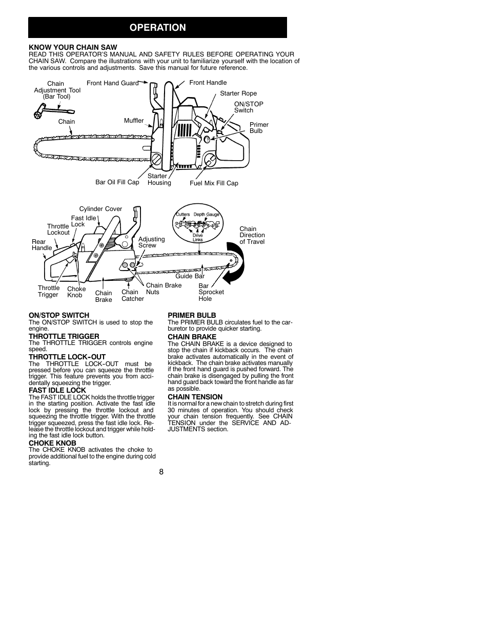 Operation | Poulan 2050 LE User Manual | Page 8 / 17