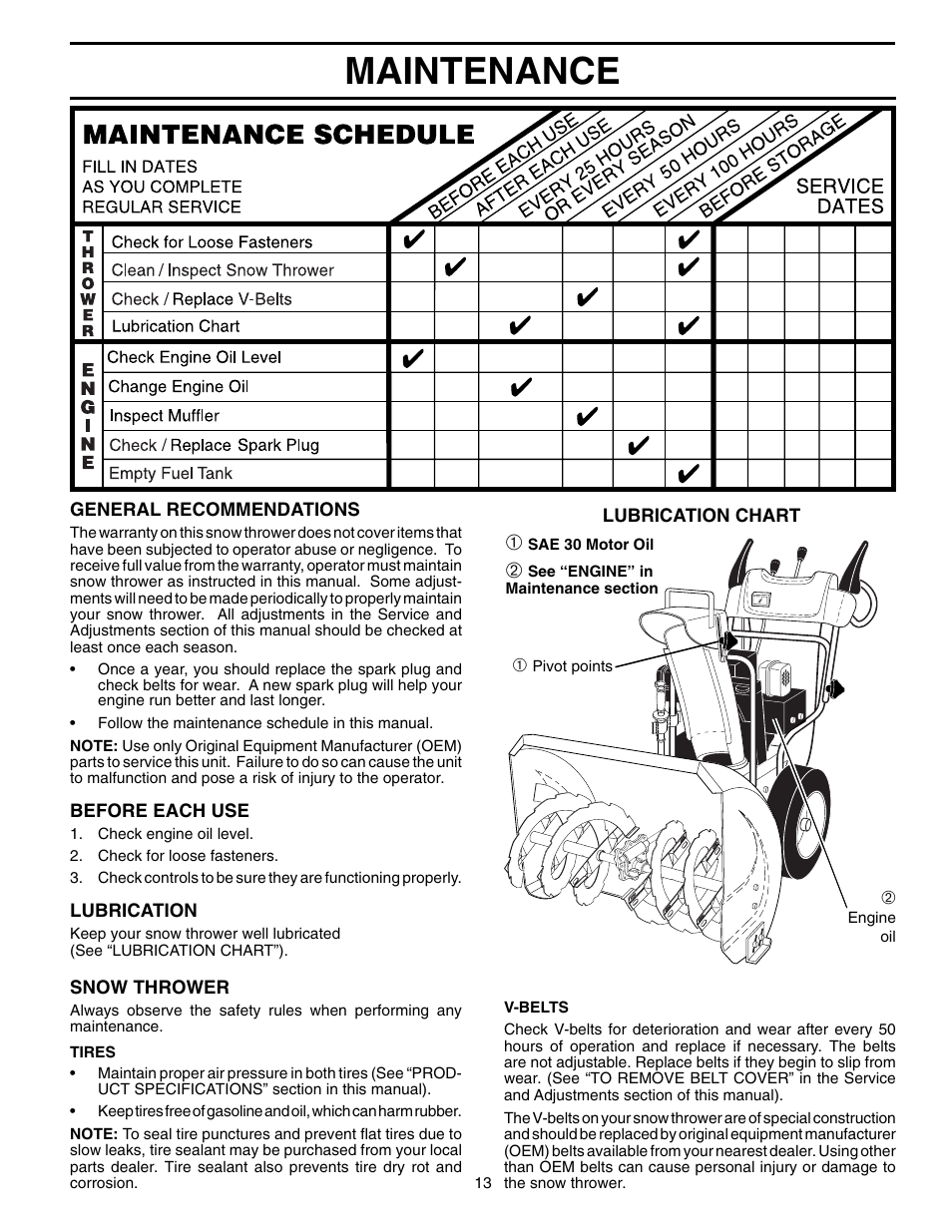 Maintenance | Poulan 199434 User Manual | Page 13 / 20