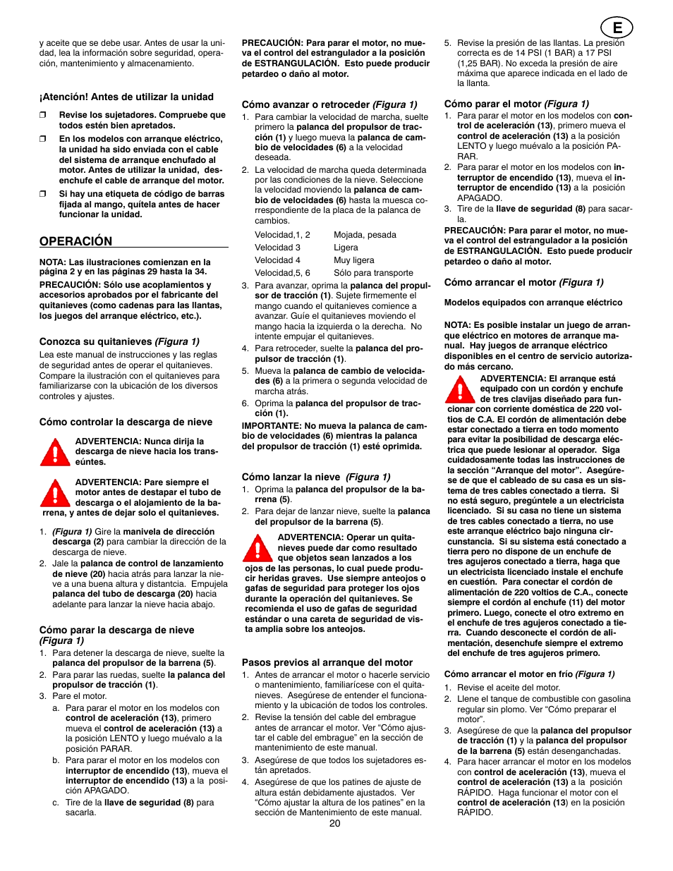 Operación | Poulan 96194000300 User Manual | Page 20 / 56