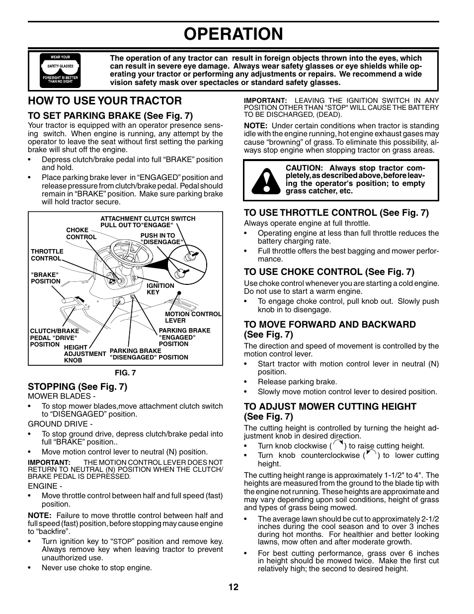 Operation, How to use your tractor | Poulan 196712 User Manual | Page 12 / 32