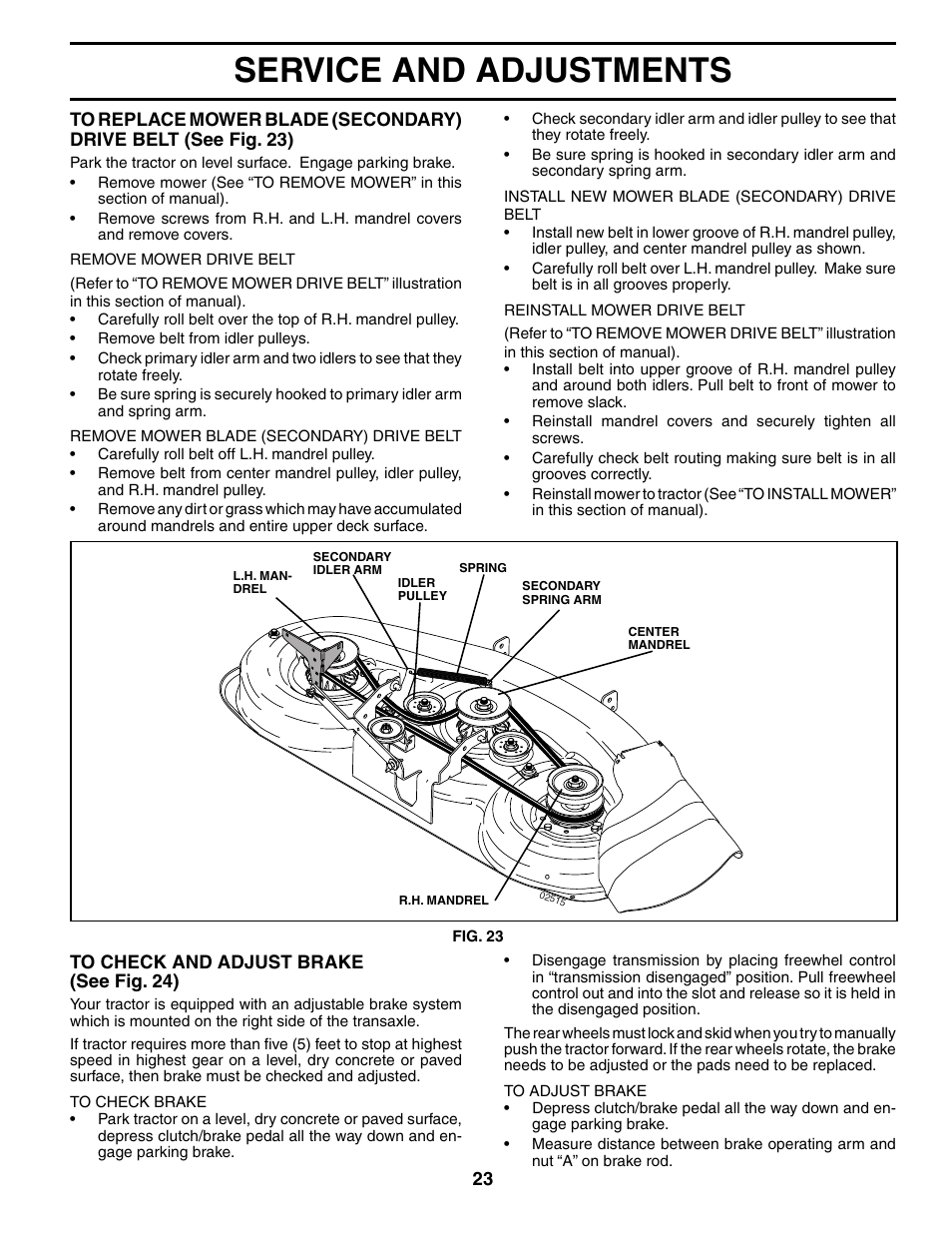 Service and adjustments | Poulan 196712 User Manual | Page 23 / 32