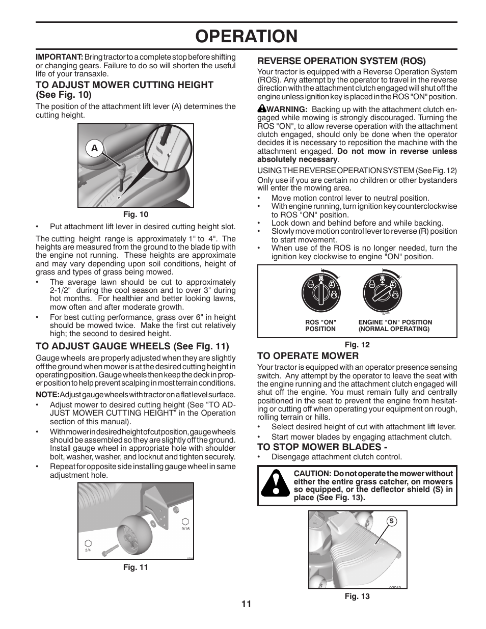 Operation | Poulan Pro PB195H42LT LAWN TRACTOR User Manual | Page 11 / 28