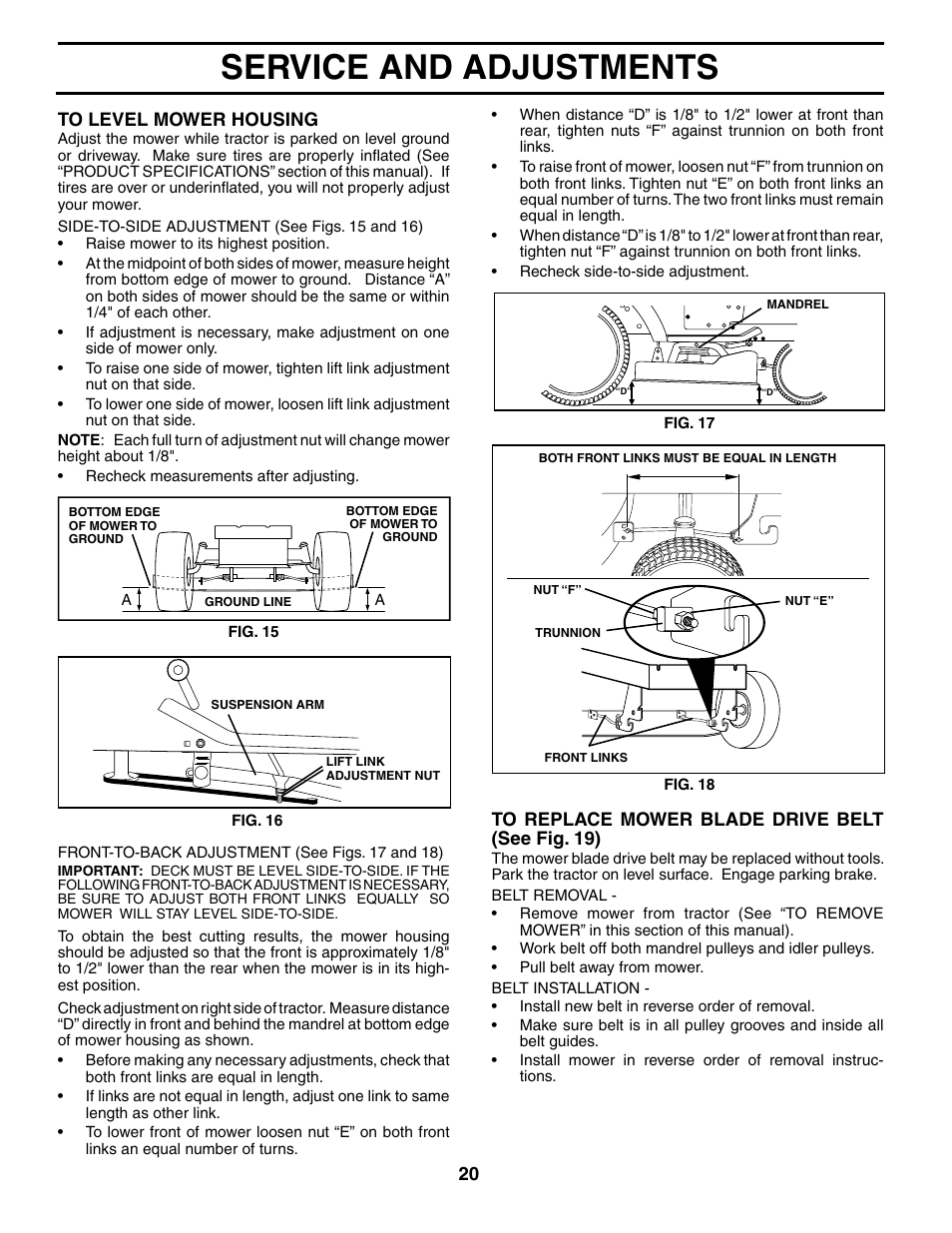 Service and adjustments | Poulan 401115 User Manual | Page 20 / 30