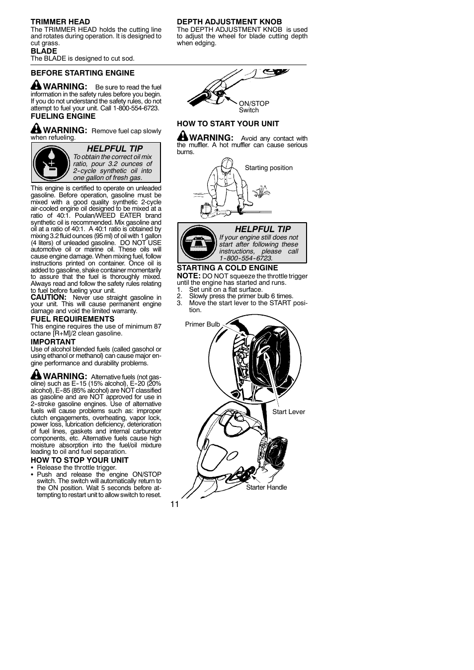 Warning, Helpful tip | Poulan Pro PP25E User Manual | Page 11 / 21