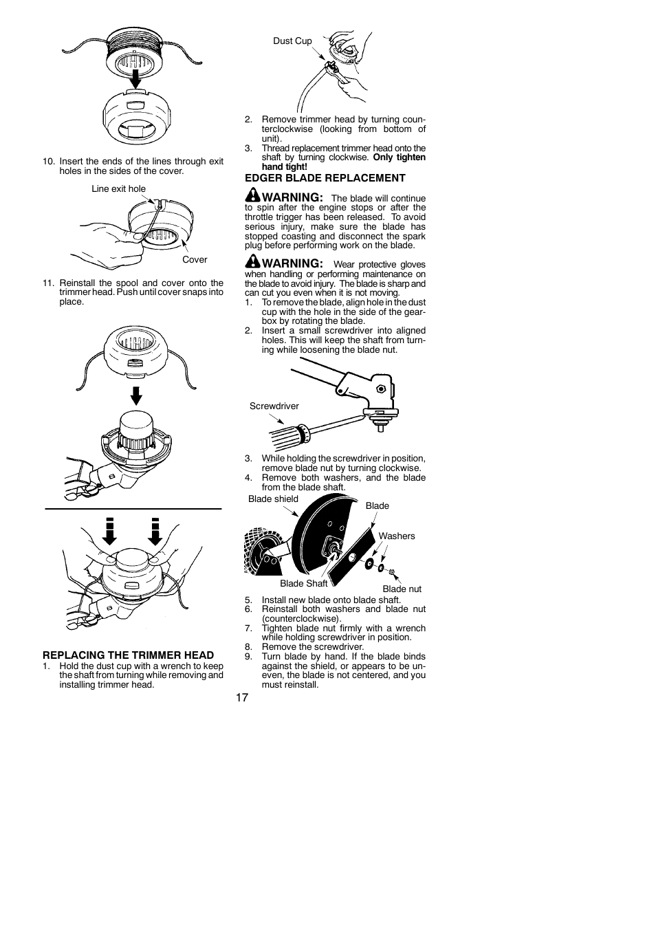 Warning | Poulan Pro PP25E User Manual | Page 17 / 21