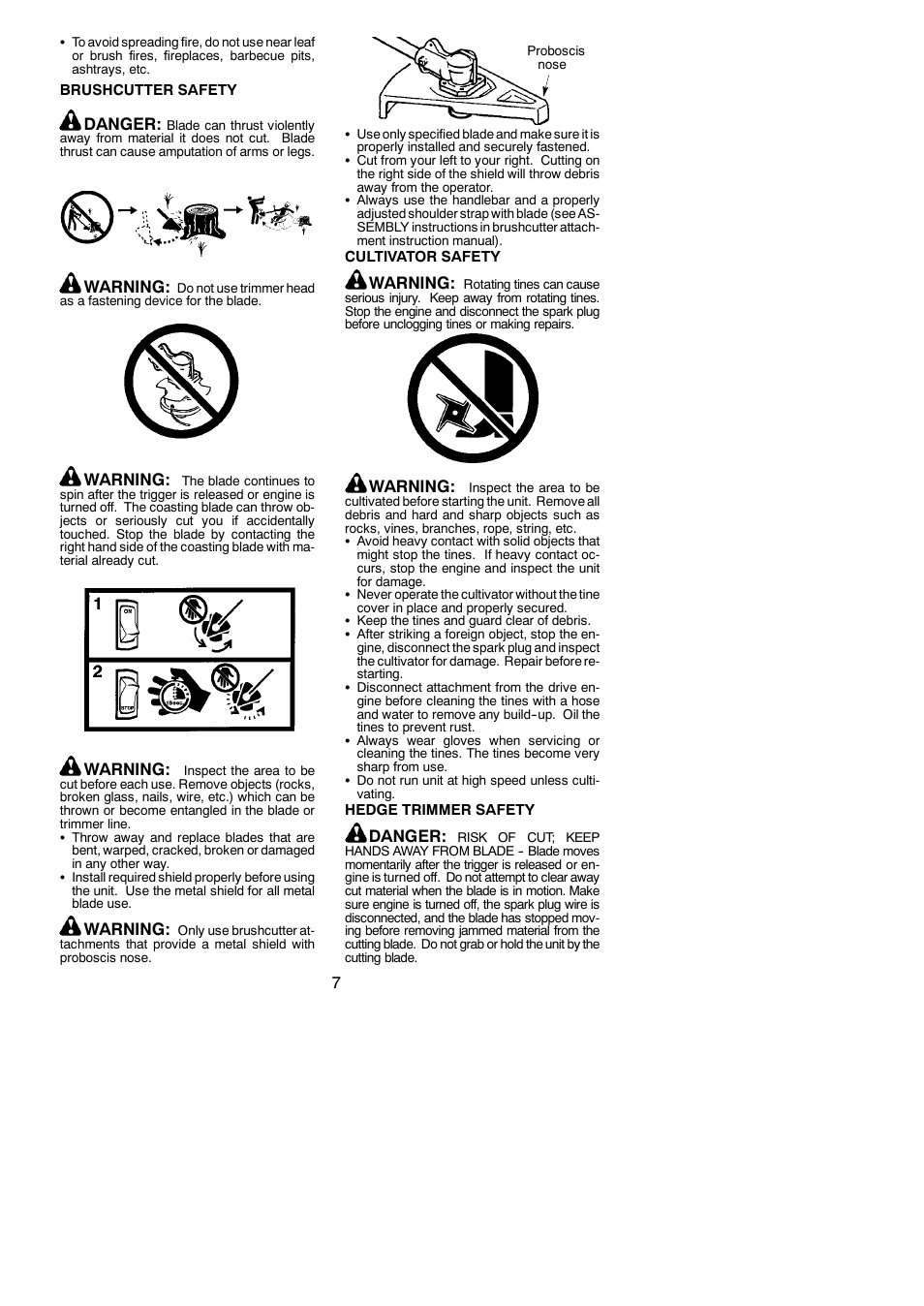 Danger, Warning | Poulan Pro PP25E User Manual | Page 7 / 21