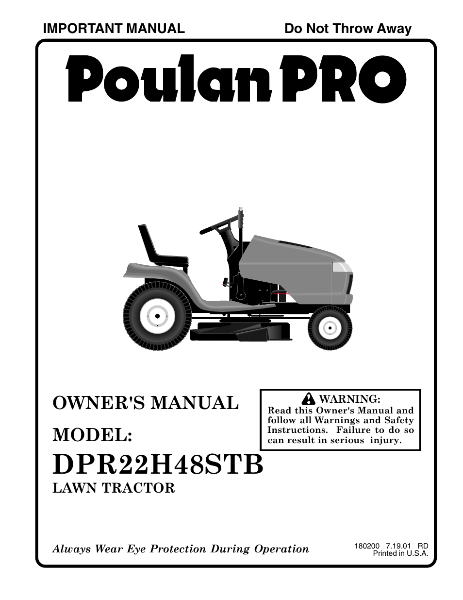 Poulan 180200 User Manual | 48 pages