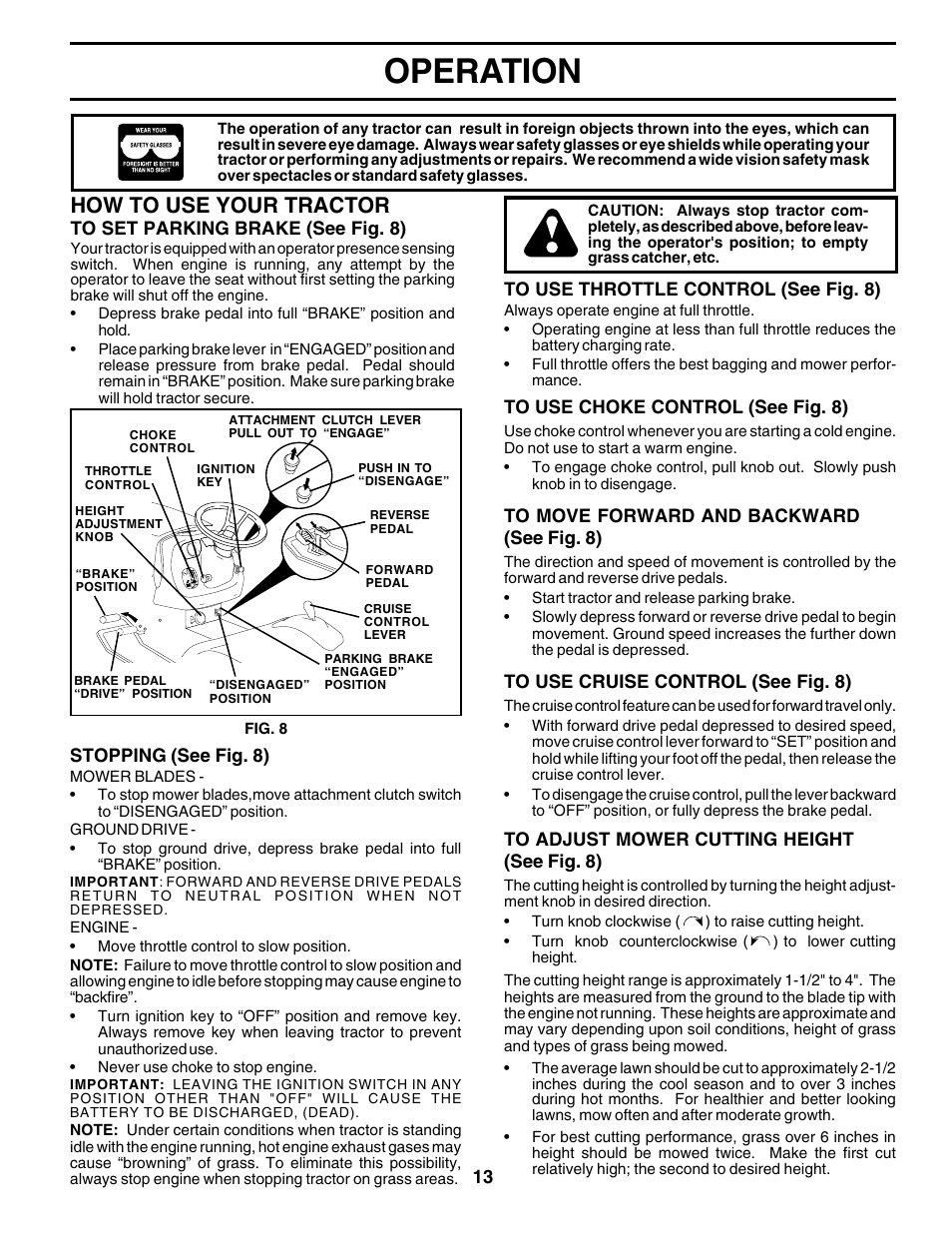 Operation, How to use your tractor | Poulan 180200 User Manual | Page 13 / 48